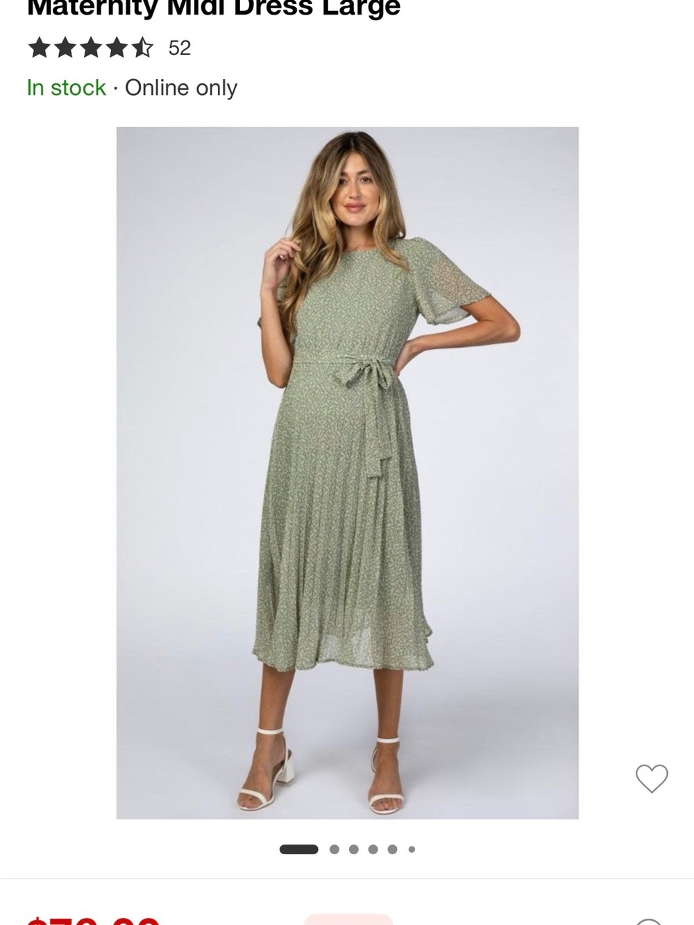 Pinkblush Sage Green Pleated Midi Dress with Tie Waist
